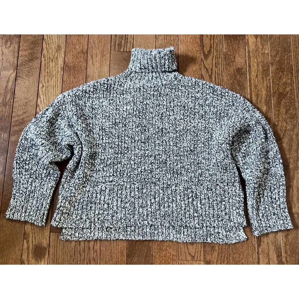 Madewell Womens Small Black White Chunky Knit Turtleneck Sweater Size S Relaxed